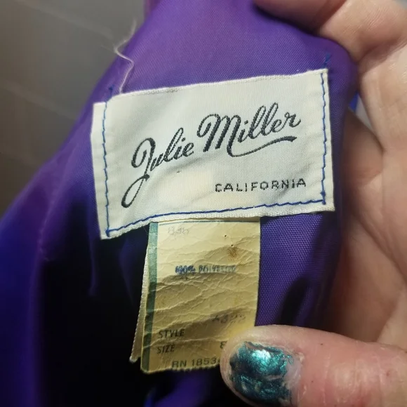 Vtg 70s Julie Miller polka dot cut out back ruffle maxi dress - Picture 10 of 10